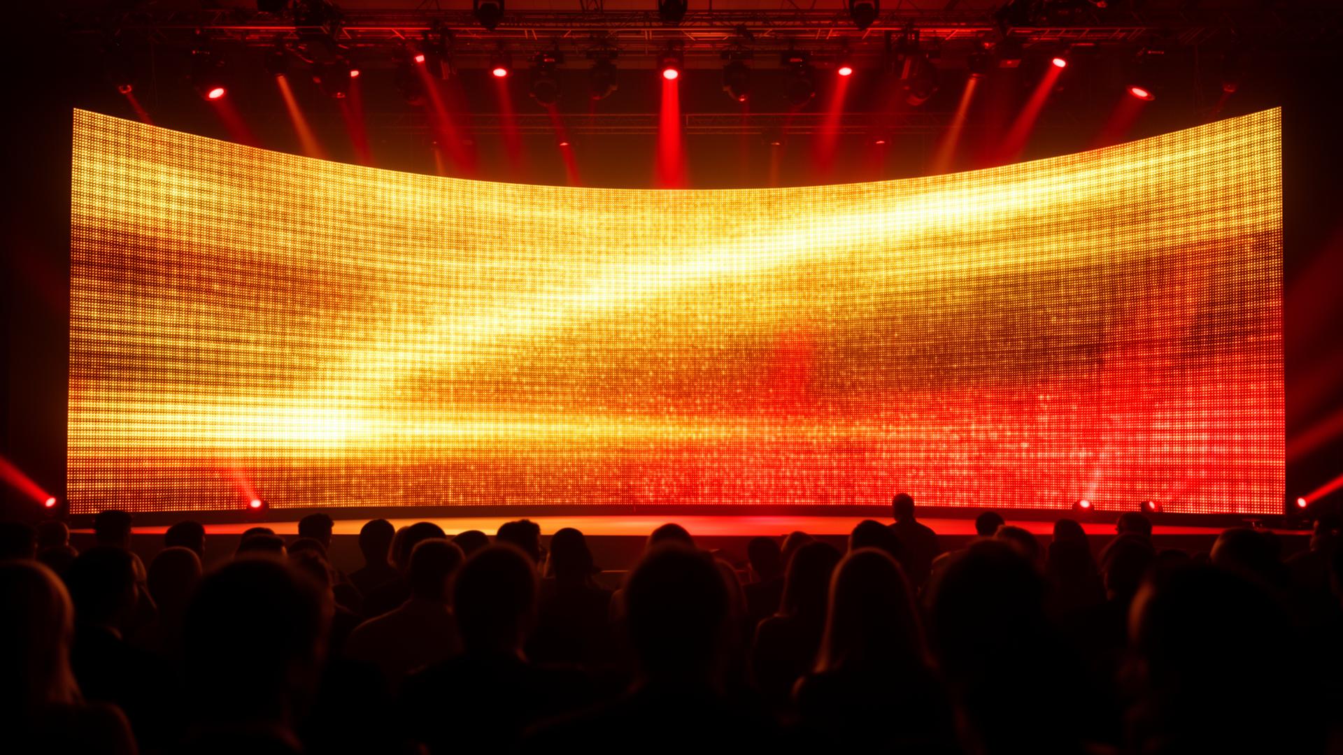 Massive curved LED video wall on a corporate event stage